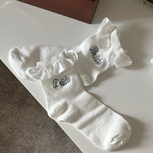 White Ruffled Bride Socks